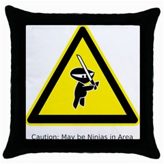 Ninja Signs Symbols Sword Fighter Throw Pillow Case (black) by Sudhe