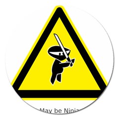 Ninja Signs Symbols Sword Fighter Magnet 5  (round) by Sudhe