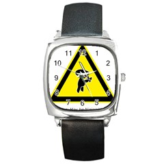 Ninja Signs Symbols Sword Fighter Square Metal Watch by Sudhe