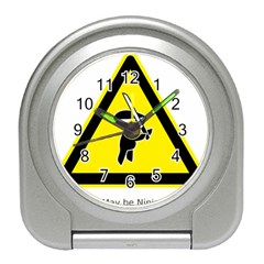 Ninja Signs Symbols Sword Fighter Travel Alarm Clock by Sudhe