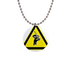 Ninja Signs Symbols Sword Fighter 1  Button Necklace by Sudhe