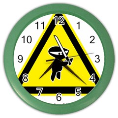 Ninja Signs Symbols Sword Fighter Color Wall Clock by Sudhe