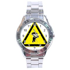 Ninja Signs Symbols Sword Fighter Stainless Steel Analogue Watch by Sudhe