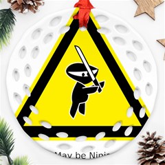 Ninja Signs Symbols Sword Fighter Ornament (round Filigree) by Sudhe