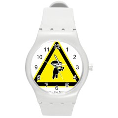 Ninja Signs Symbols Sword Fighter Round Plastic Sport Watch (m) by Sudhe