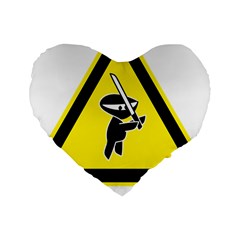 Ninja Signs Symbols Sword Fighter Standard 16  Premium Flano Heart Shape Cushions by Sudhe