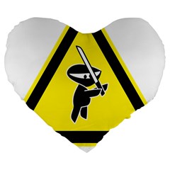 Ninja Signs Symbols Sword Fighter Large 19  Premium Flano Heart Shape Cushions by Sudhe