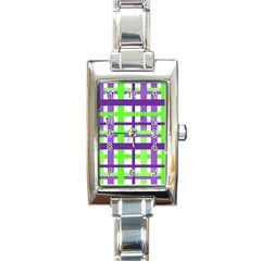 Plaid Waffle Gingham Rectangle Italian Charm Watch by HermanTelo