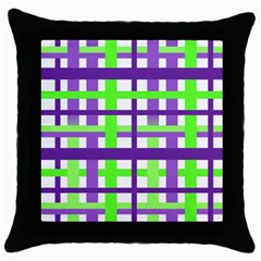 Plaid Waffle Gingham Throw Pillow Case (black) by HermanTelo