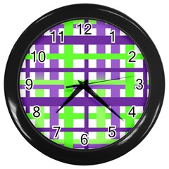 Plaid Waffle Gingham Wall Clock (black) by HermanTelo