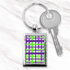 Plaid Waffle Gingham Key Chain (rectangle) by HermanTelo