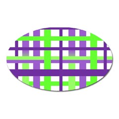 Plaid Waffle Gingham Oval Magnet by HermanTelo