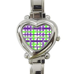 Plaid Waffle Gingham Heart Italian Charm Watch by HermanTelo