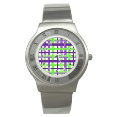 Plaid Waffle Gingham Stainless Steel Watch by HermanTelo