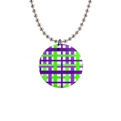 Plaid Waffle Gingham 1  Button Necklace by HermanTelo