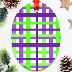 Plaid Waffle Gingham Oval Ornament (two Sides) by HermanTelo