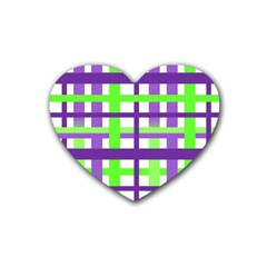 Plaid Waffle Gingham Rubber Coaster (heart)  by HermanTelo