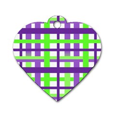 Plaid Waffle Gingham Dog Tag Heart (two Sides) by HermanTelo