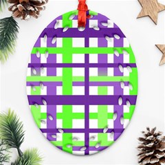 Plaid Waffle Gingham Ornament (oval Filigree) by HermanTelo