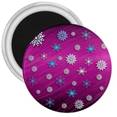 Snowflakes Winter Christmas Purple 3  Magnets by HermanTelo