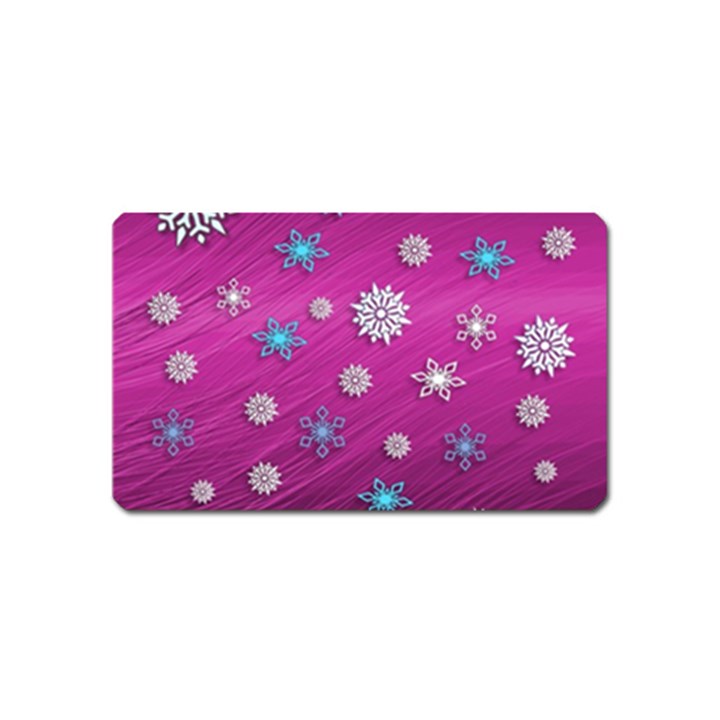 Snowflakes Winter Christmas Purple Magnet (Name Card)