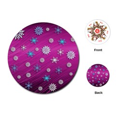 Snowflakes Winter Christmas Purple Playing Cards Single Design (round)