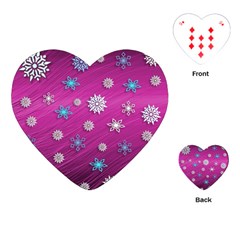 Snowflakes Winter Christmas Purple Playing Cards Single Design (heart)