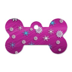 Snowflakes Winter Christmas Purple Dog Tag Bone (two Sides) by HermanTelo