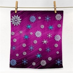 Snowflakes Winter Christmas Purple Face Towel by HermanTelo