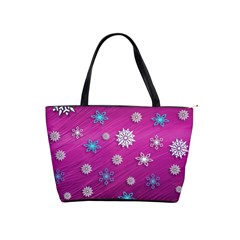 Snowflakes Winter Christmas Purple Classic Shoulder Handbag by HermanTelo