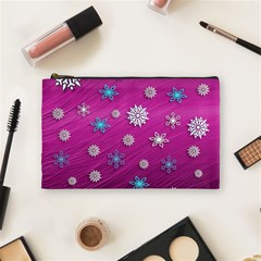 Snowflakes Winter Christmas Purple Cosmetic Bag (medium) by HermanTelo