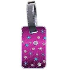 Snowflakes Winter Christmas Purple Luggage Tag (two Sides) by HermanTelo