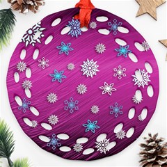 Snowflakes Winter Christmas Purple Ornament (round Filigree) by HermanTelo