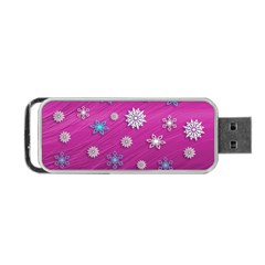 Snowflakes Winter Christmas Purple Portable Usb Flash (one Side) by HermanTelo