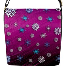 Snowflakes Winter Christmas Purple Flap Closure Messenger Bag (s) by HermanTelo