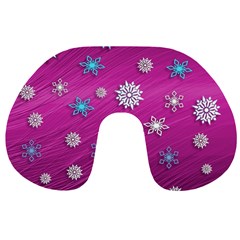 Snowflakes Winter Christmas Purple Travel Neck Pillow by HermanTelo