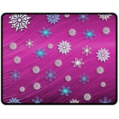 Snowflakes Winter Christmas Purple Double Sided Fleece Blanket (medium)  by HermanTelo