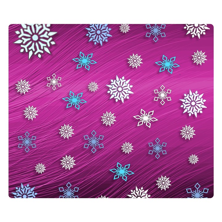 Snowflakes Winter Christmas Purple Double Sided Flano Blanket (Small) 