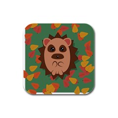 Hedgehog Animal Cute Cartoon Rubber Square Coaster (4 Pack)  by Sudhe