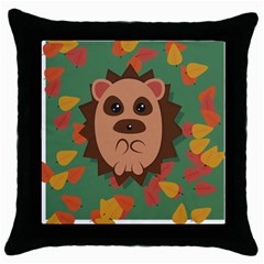 Hedgehog Animal Cute Cartoon Throw Pillow Case (black) by Sudhe