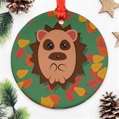 Hedgehog Animal Cute Cartoon Round Ornament (two Sides) by Sudhe