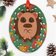 Hedgehog Animal Cute Cartoon Ornament (oval Filigree) by Sudhe