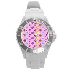 Slot Machine Wallpaper Round Plastic Sport Watch (l)