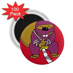 Ninja Beaver Animal Humor Joke 2 25  Magnets (100 Pack)  by Sudhe