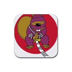 Ninja Beaver Animal Humor Joke Rubber Coaster (square)  by Sudhe