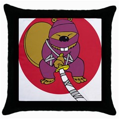 Ninja Beaver Animal Humor Joke Throw Pillow Case (black) by Sudhe