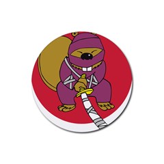 Ninja Beaver Animal Humor Joke Rubber Round Coaster (4 Pack)  by Sudhe