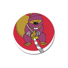 Ninja Beaver Animal Humor Joke Magnet 3  (round) by Sudhe