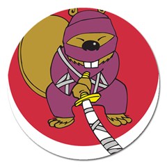 Ninja Beaver Animal Humor Joke Magnet 5  (round) by Sudhe