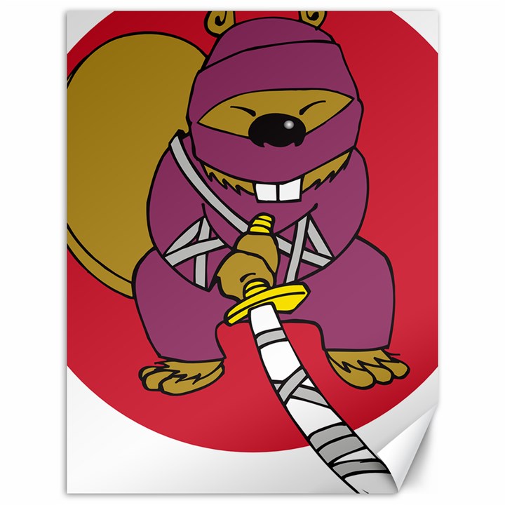 Ninja Beaver Animal Humor Joke Canvas 12  x 16 